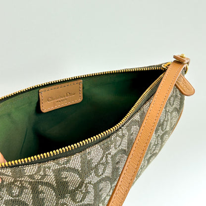 CHRISTIAN DIOR Saddle Pochette Shoulder Bag in Green Canvas