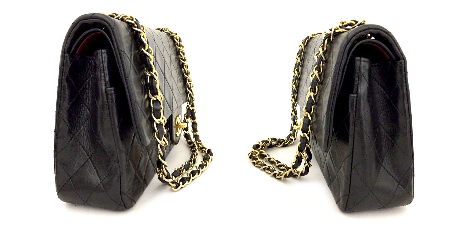 Chanel Double Flap 25 Quilted CC Logo Lambskin w/Chain Shoulder Bag Black - Nour Archive Handbag