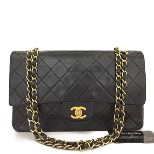 Chanel Double Flap 25 Quilted CC Logo Lambskin w/Chain Shoulder Bag Black - Nour Archive Handbag