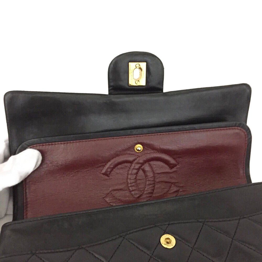 Chanel Double Flap 25 Quilted CC Logo Lambskin w/Chain Shoulder Bag Black - Nour Archive Handbag