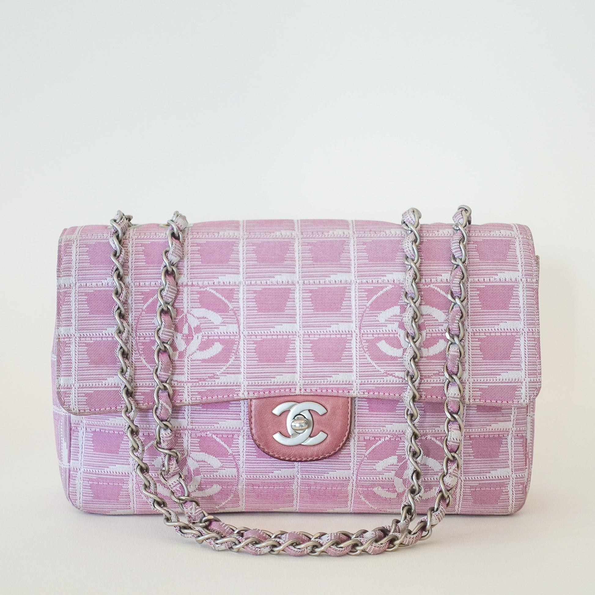 CHANEL Travel Line Medium Flap Bag in Pink - Nour Archive Handbag